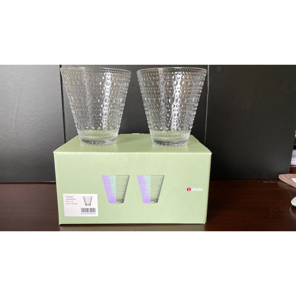 BRAND NEW 2 Pack Oiva Toikka Kastehelmi Moss Green Glasses